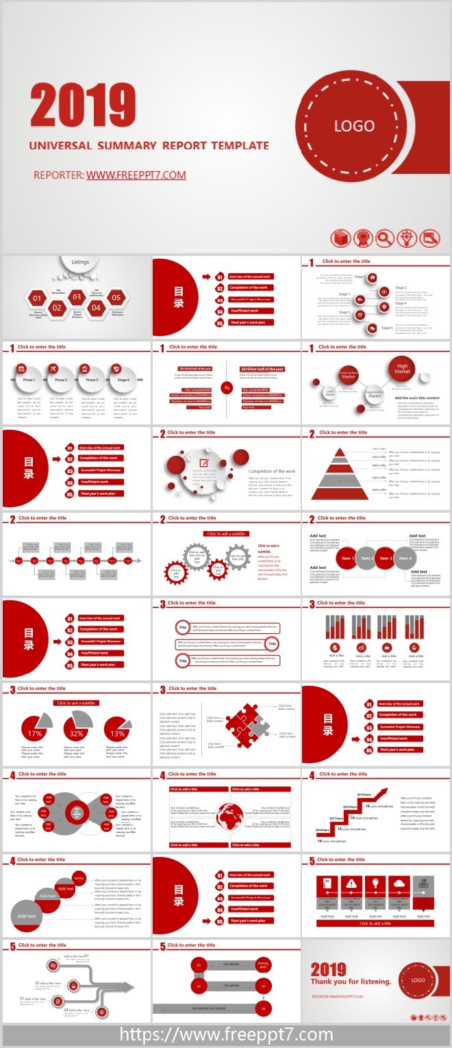 2019 General Summary Report PowerPoint Templates