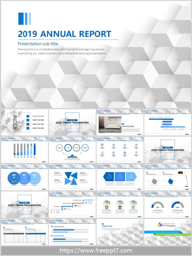 3D micro-stereo style PPT template for business report