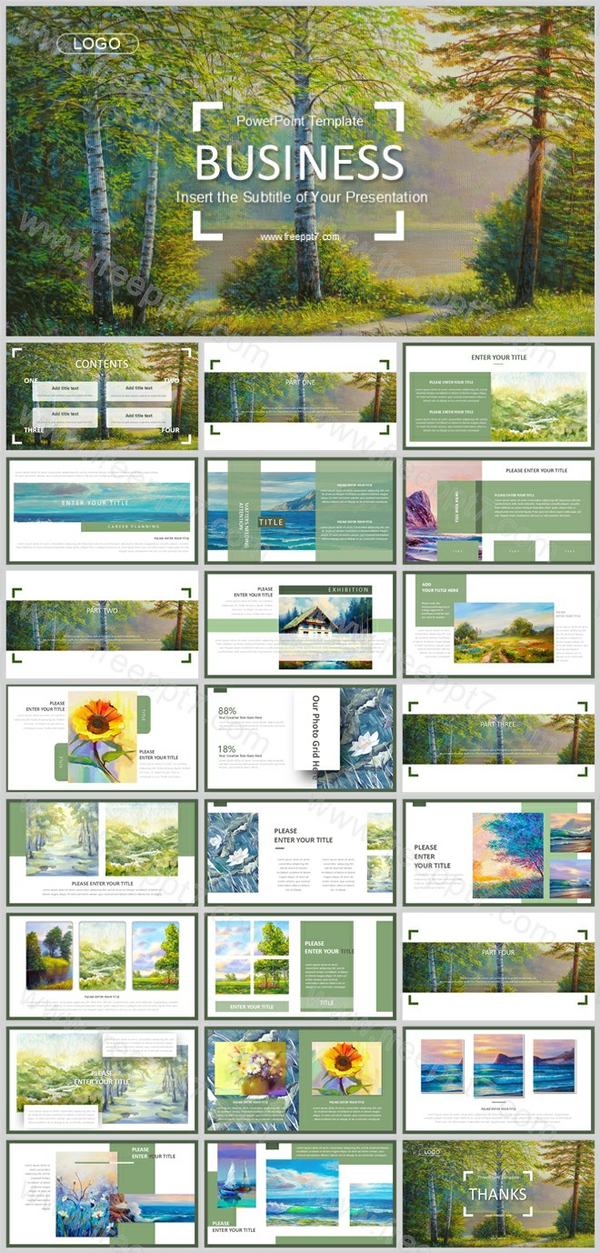 Aesthetic Oil Painting Art Style Business PowerPoint Templates