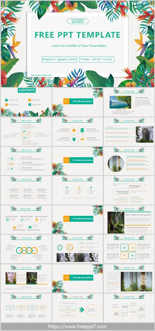 Colored leaves PowerPoint templates