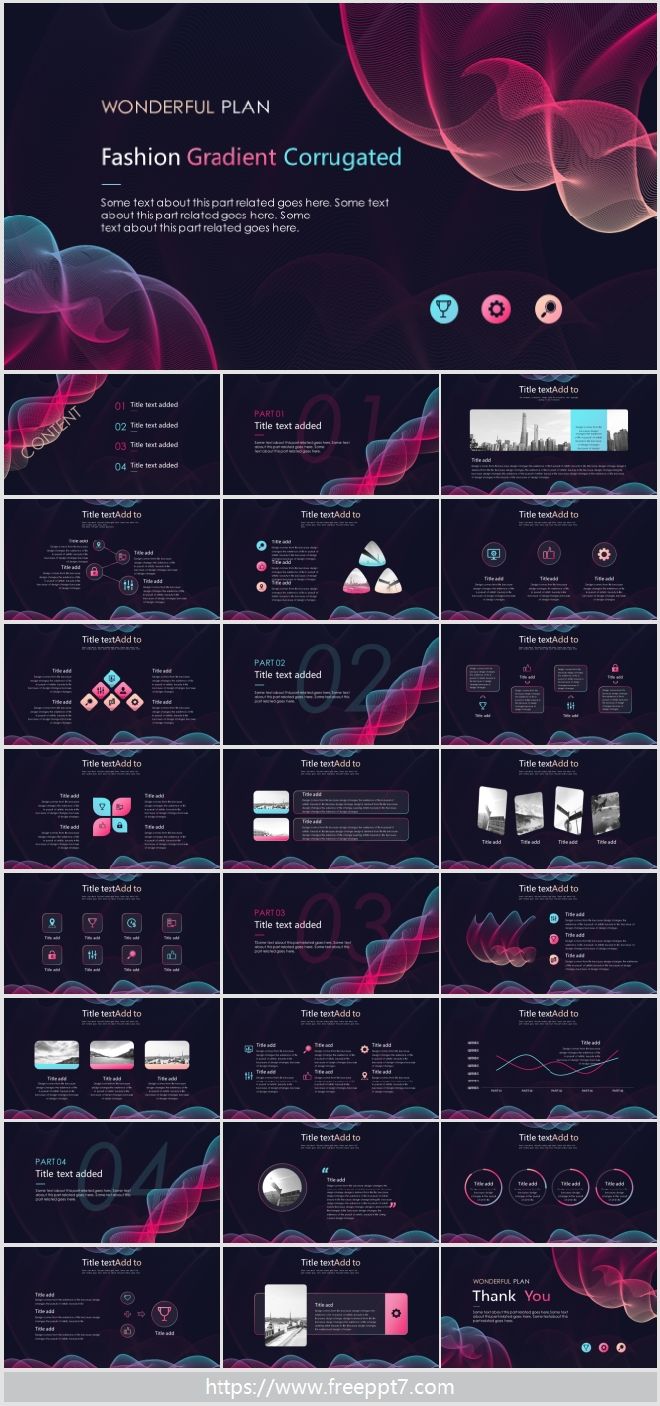 Fashion gradient ripples PowerPoint Templates