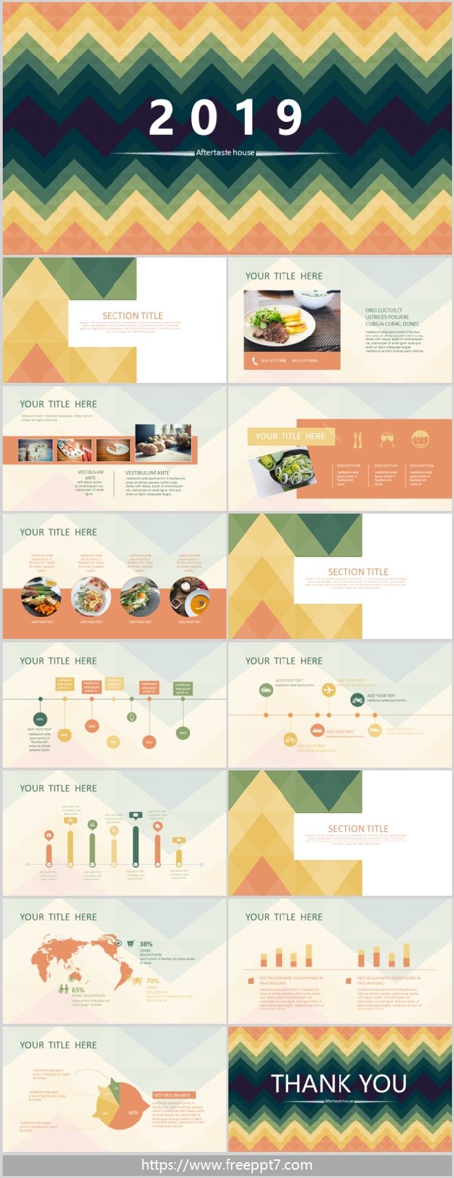 Flat design PowerPoint template for fine food