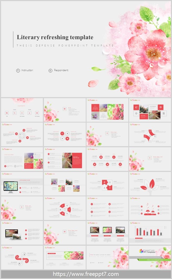 Flower Background PPT Template for Thesis Defense