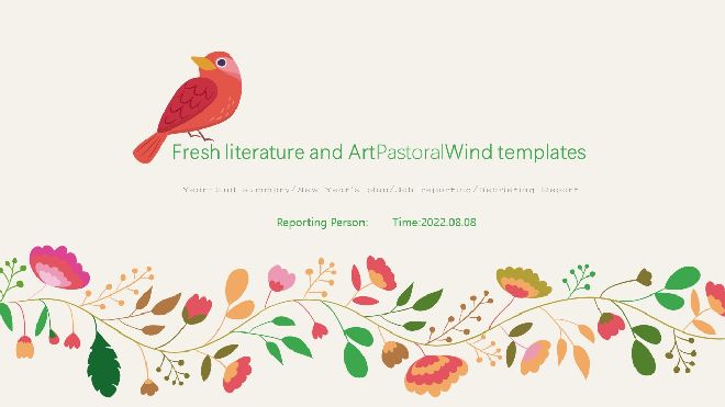 Fresh and literary pastoral style PPT template