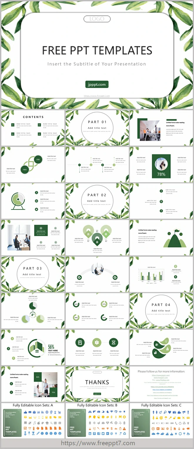 Fresh Leaf Business PowerPoint Templates