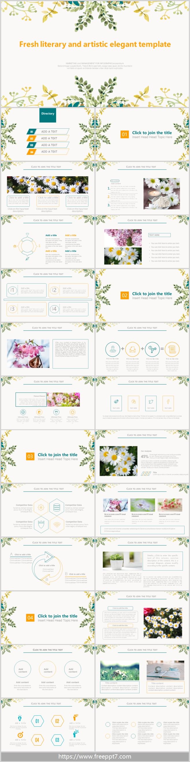 Fresh literary and artistic elegant PowerPoint templates