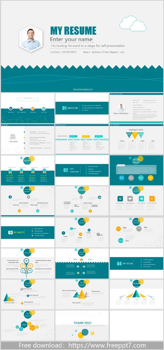 Fresh personal resume PowerPoint Templates