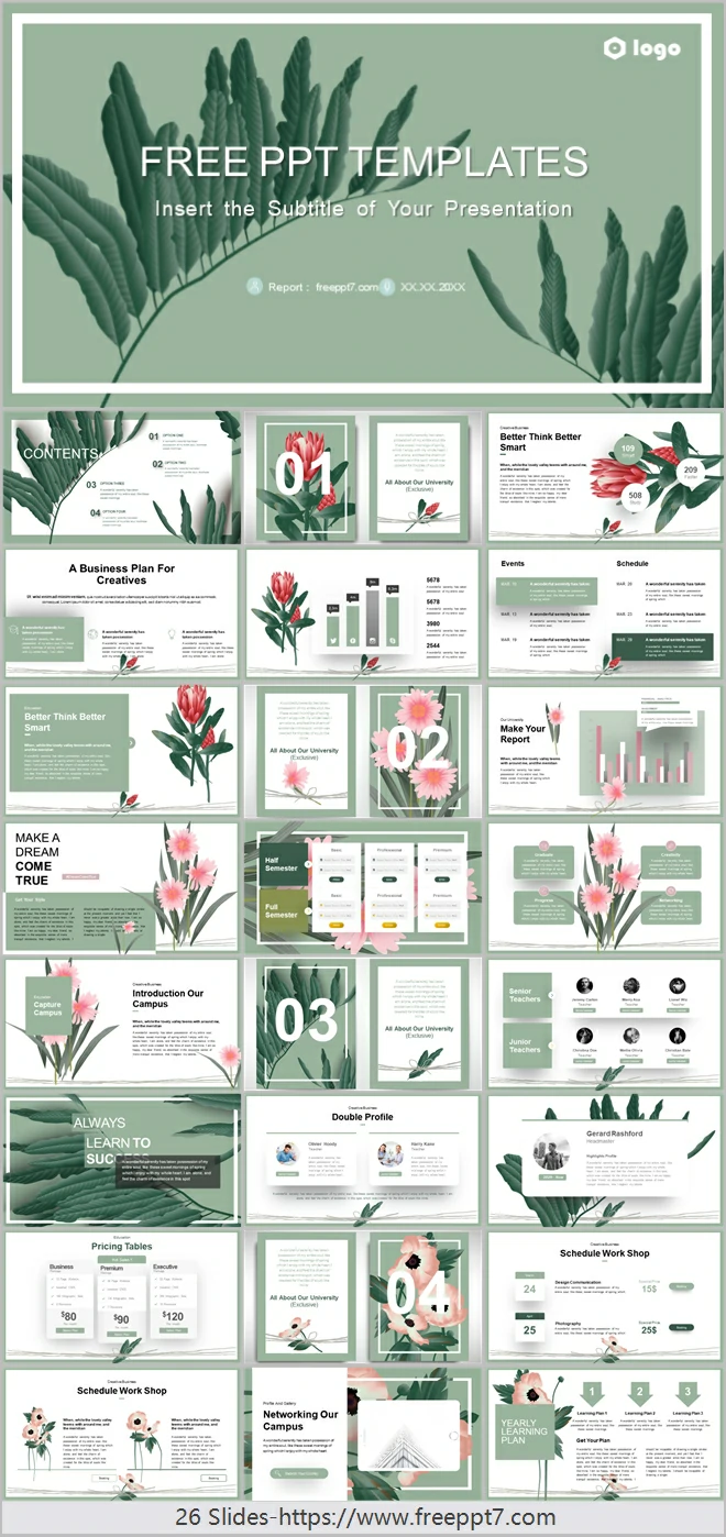 Fresh Plant Leaves Business PowerPoint Templates