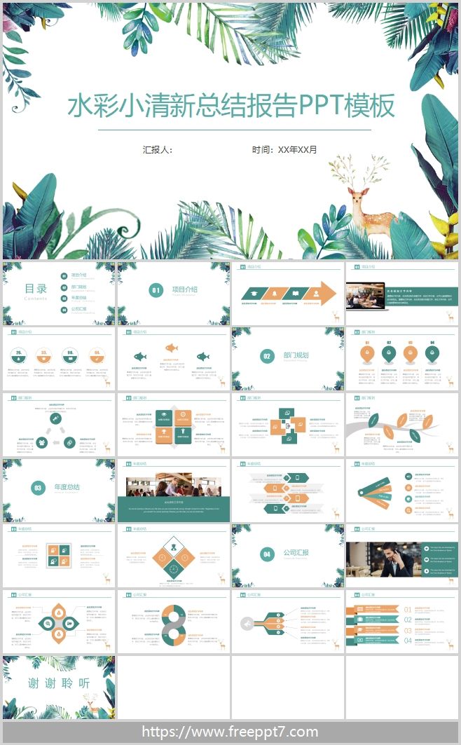 Fresh Style Summary Report PowerPoint Template