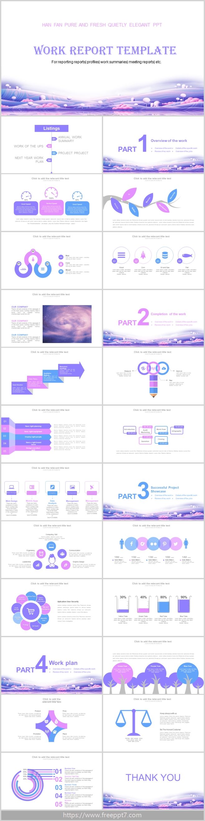 Gradual style PowerPoint templates for work report