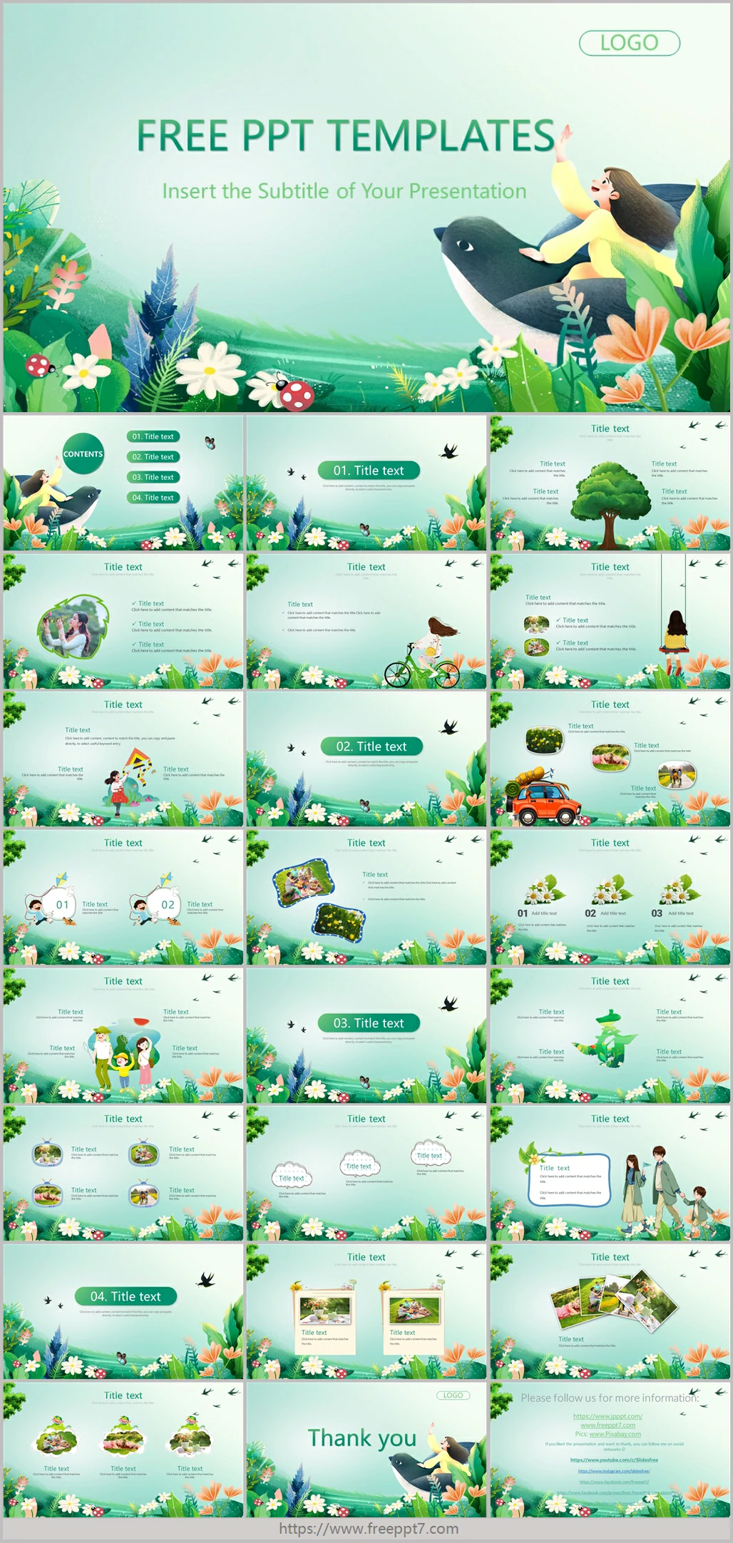 Green Illustration Style PowerPoint Templates