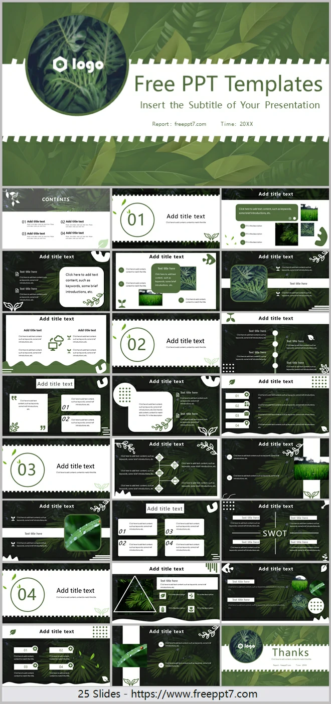 Green Leaf Business PowerPoint Templates