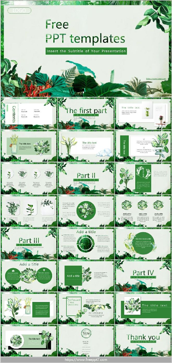 Green leaf plant background PowerPoint Templates