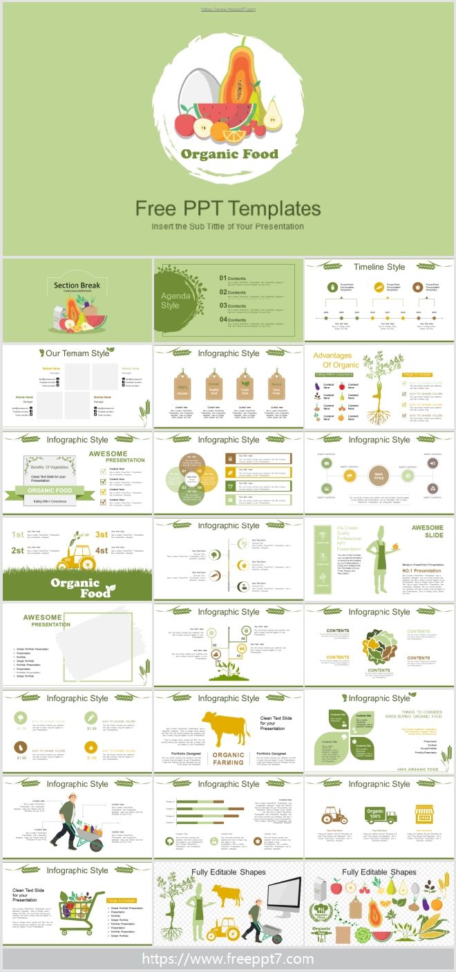 Green Organic Food PowerPoint Templates