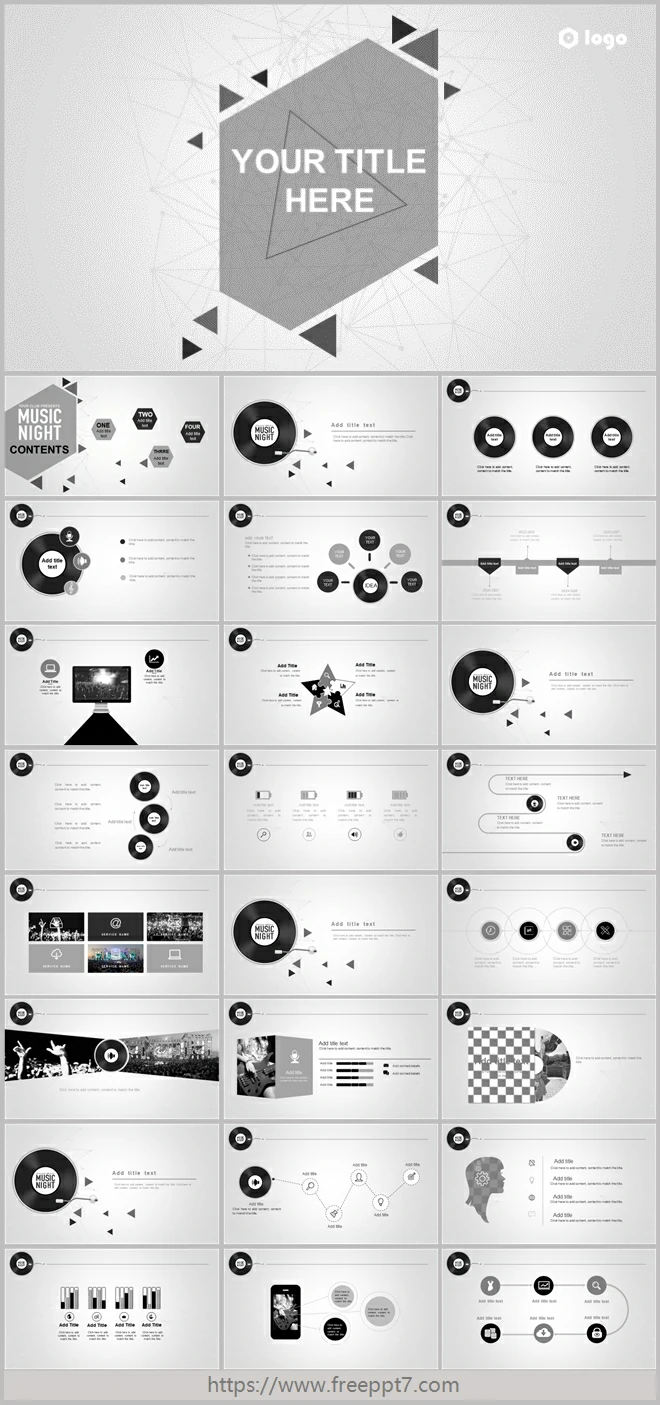 Grey Tones Music PowerPoint Templates