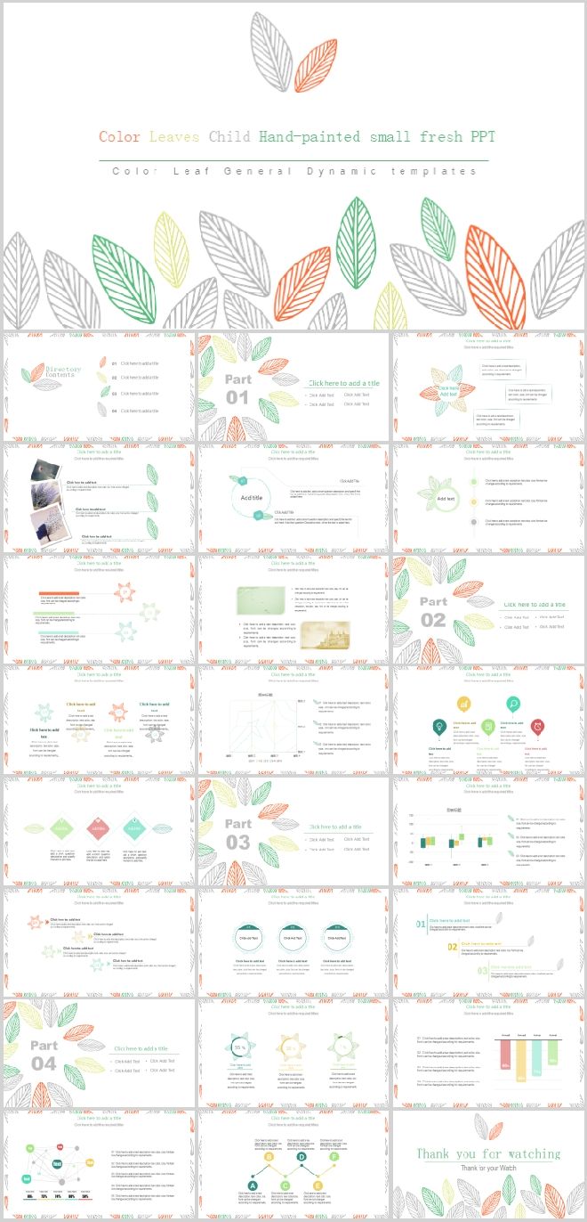 Hand-painted small fresh PowerPoint templates