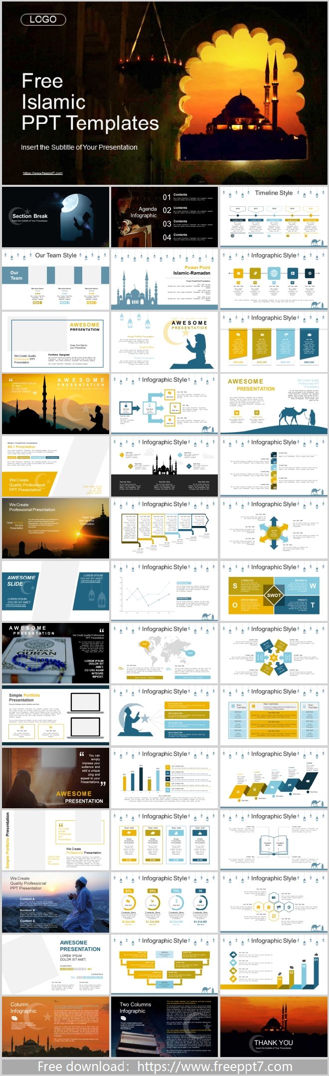 Islamic Mosque Sunset PowerPoint Templates