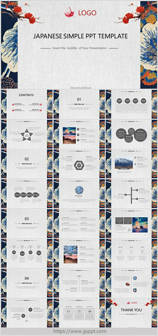 Japanese floral pattern powerpoint templates