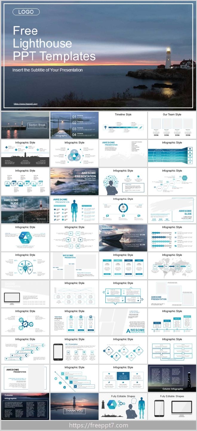 Lighthouse Landscape Business PowerPoint Templates