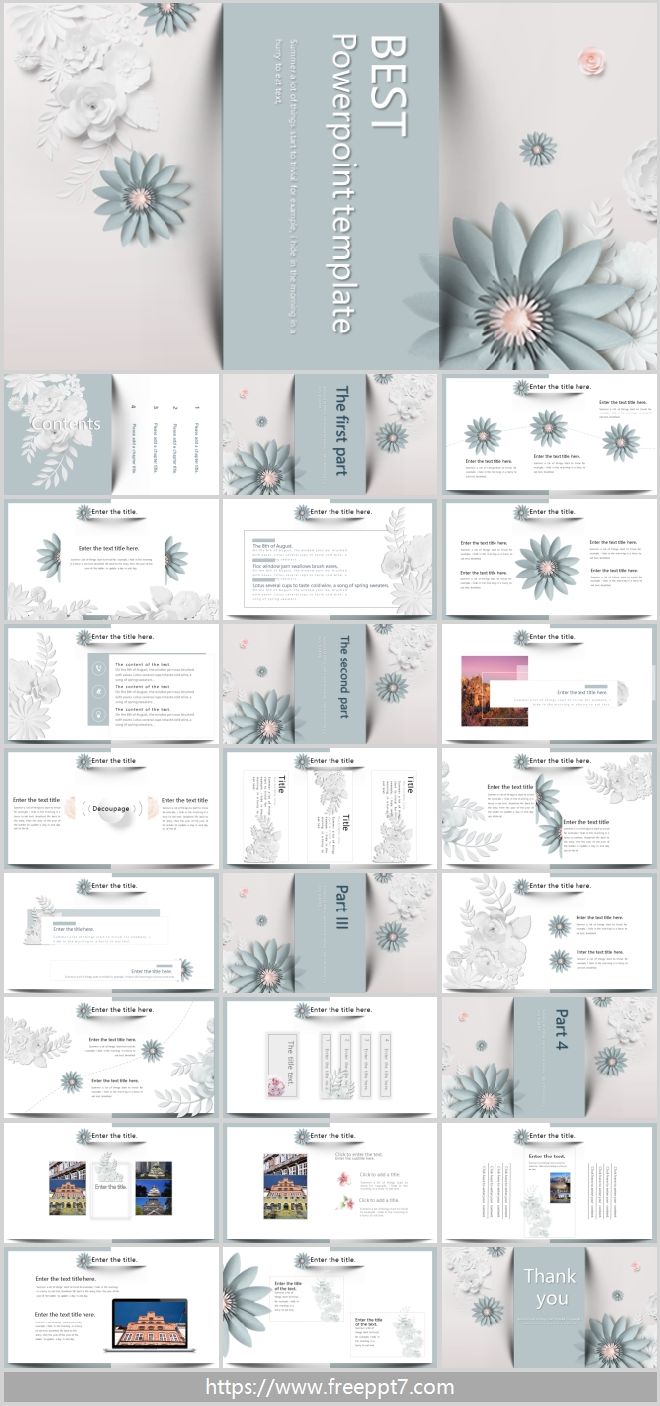 Paper Cut Flower PowerPoint Templates