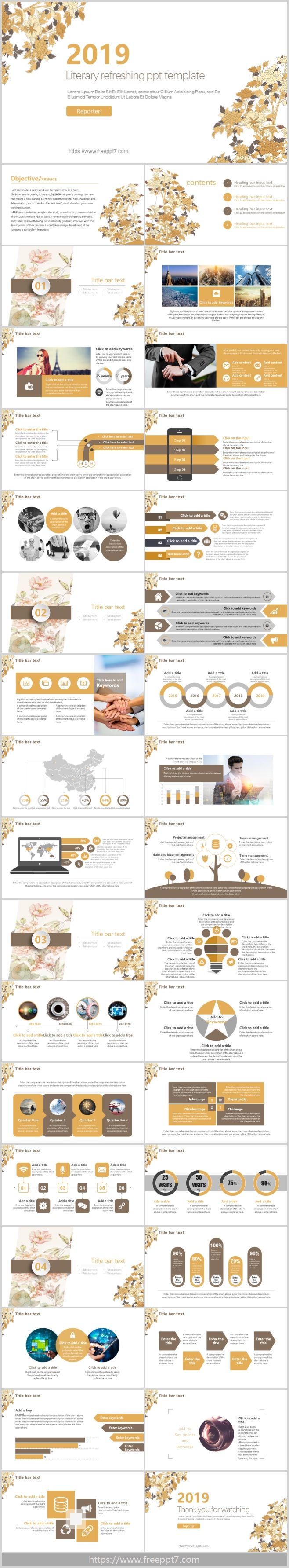 Peony Background PowerPoint Templates for Work Plan