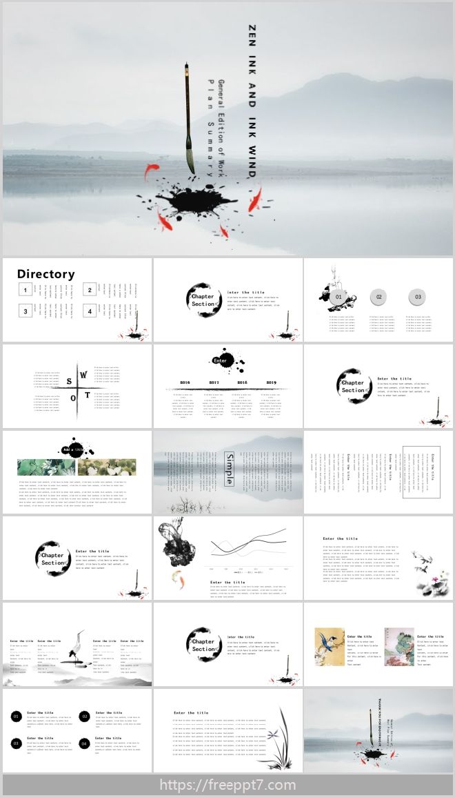 PowerPoint Template of Zen Ink-wash Style