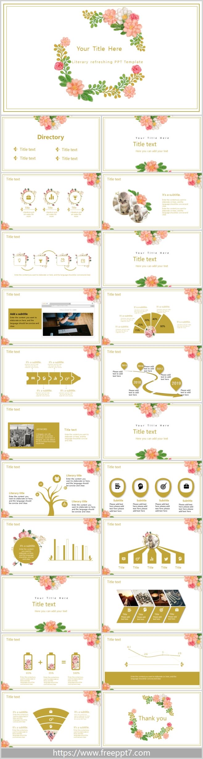 PPT Template for Flower Background Business Report