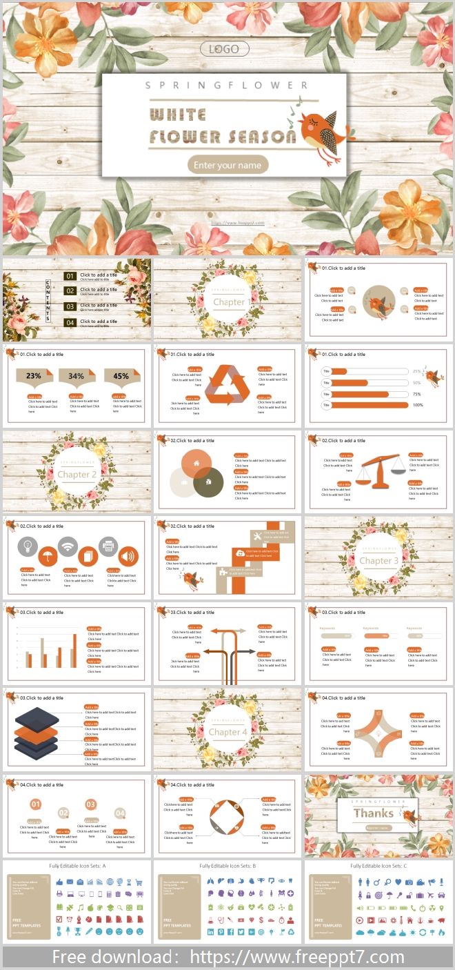 Pretty floral background PowerPoint Templates