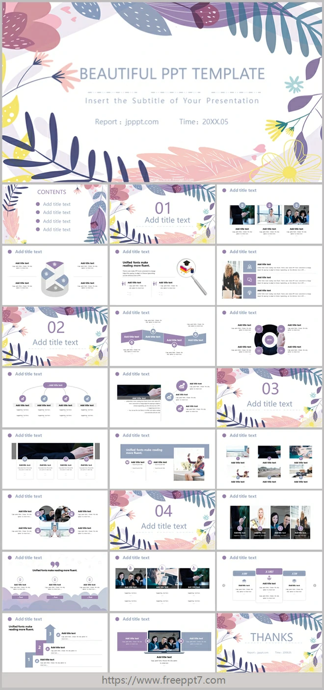 Purple vector flower business PowerPoint templates