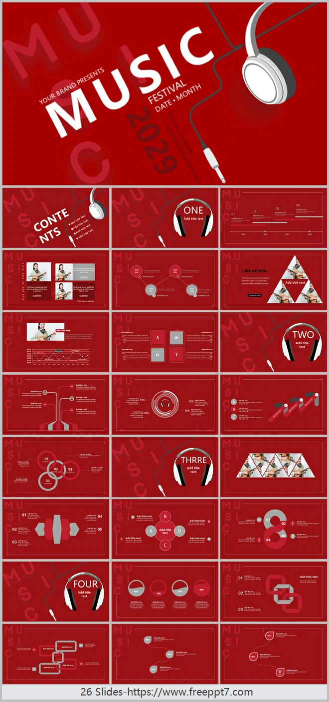 Red Music Theme PowerPoint Templates