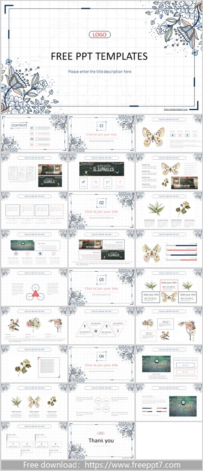 Retro flowers PowerPoint templates