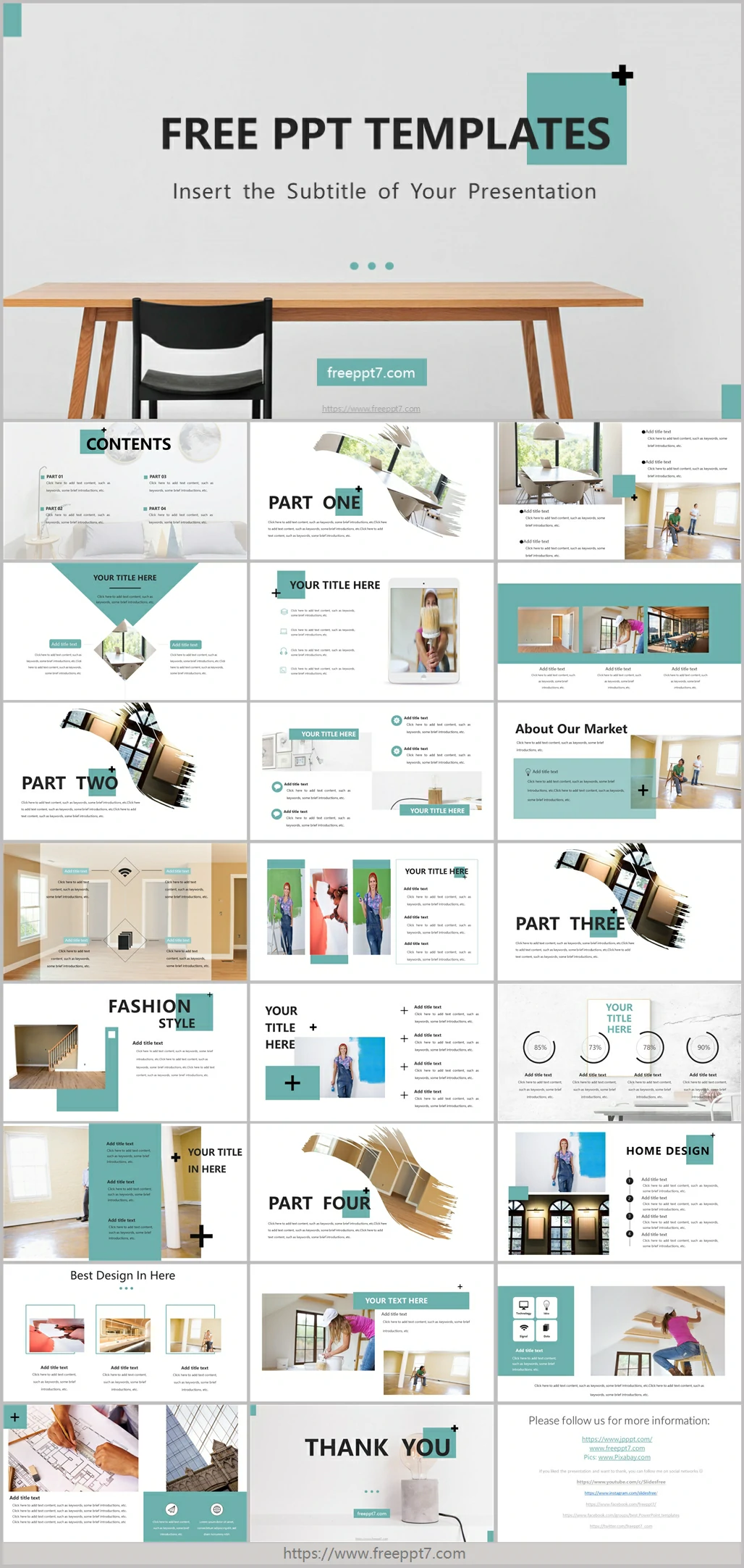 Simple Interior Design Theme PowerPoint Templates