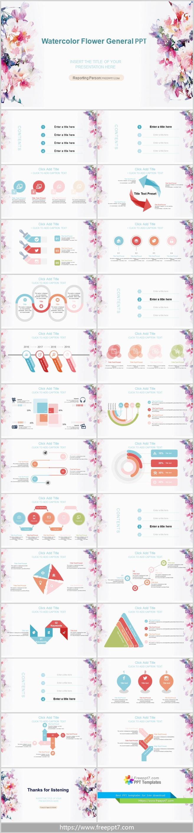 Watercolor Floral Style PowerPoint Template