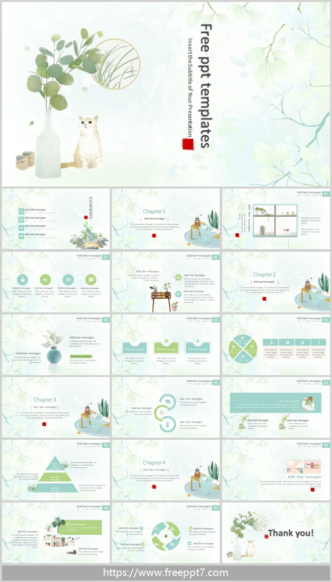 Watercolor illustration style PPT templates